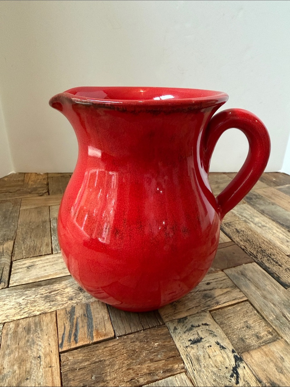 Italian Made Vintage Red Glazed Ceramic Pitcher